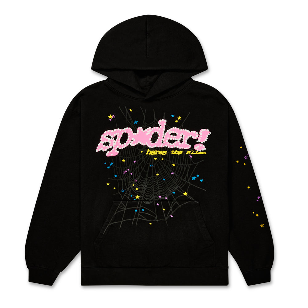 Black Graphic Hoodie | Puff Print Hoodie | Sp5der