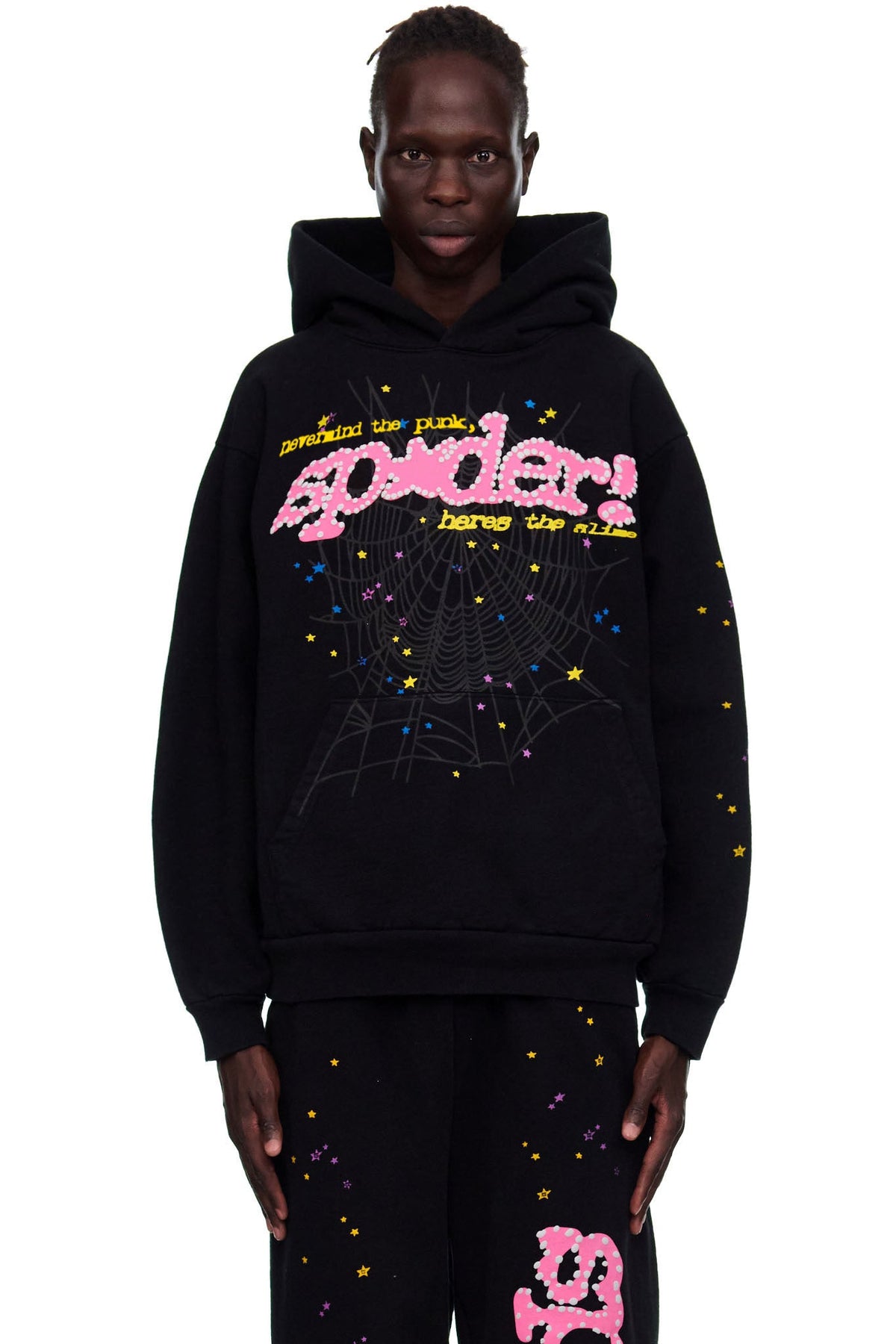 Black Graphic Hoodie | Puff Print Hoodie | Sp5der