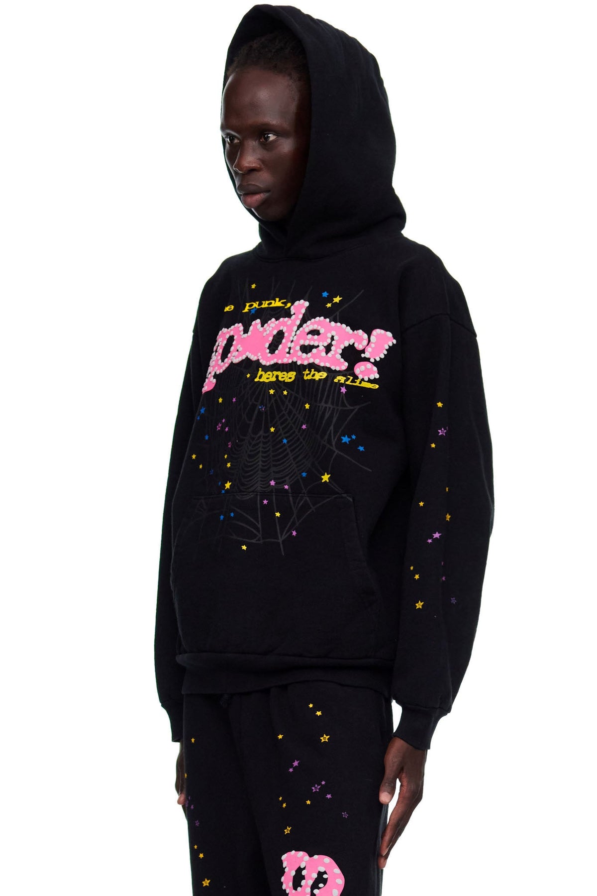 Black Graphic Hoodie | Puff Print Hoodie | Sp5der