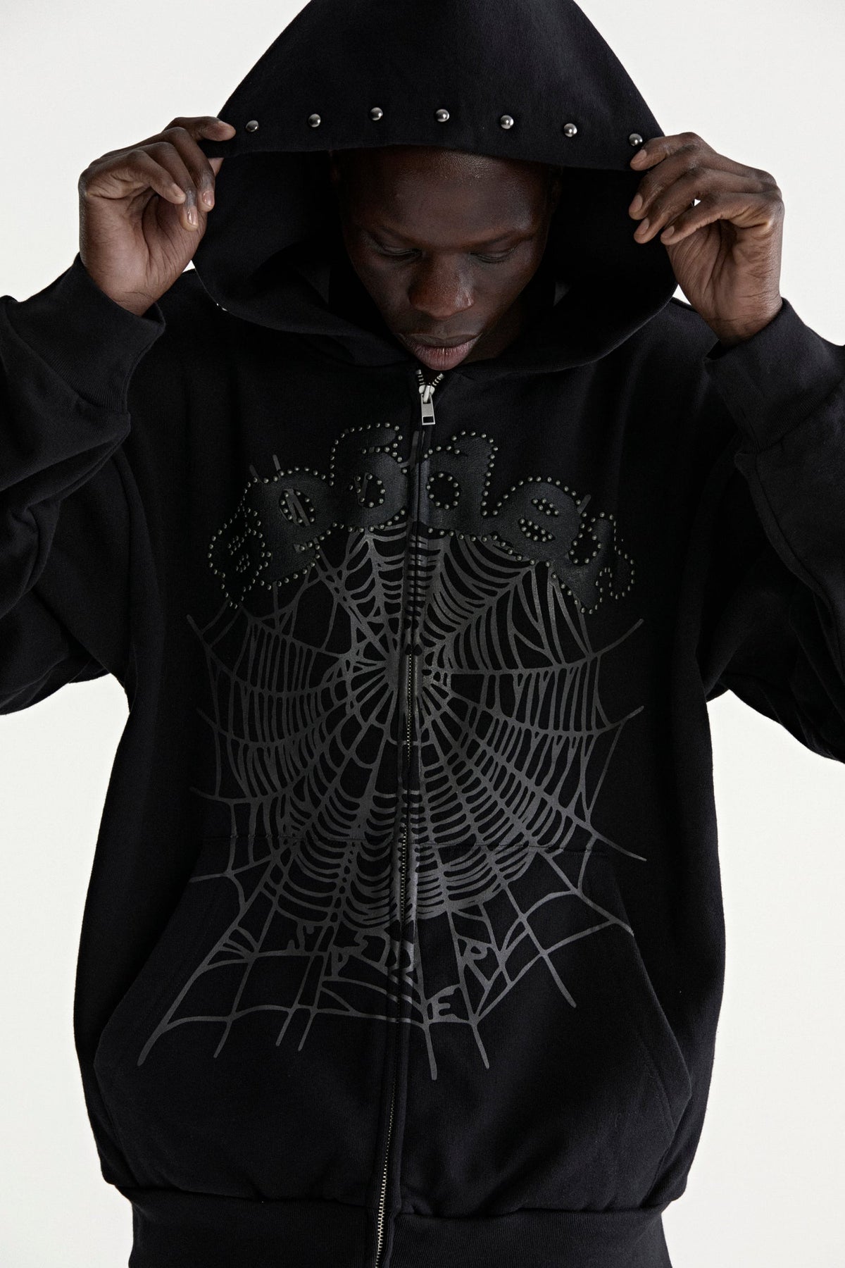 OG WEB STUDDED ZIP HOODIE