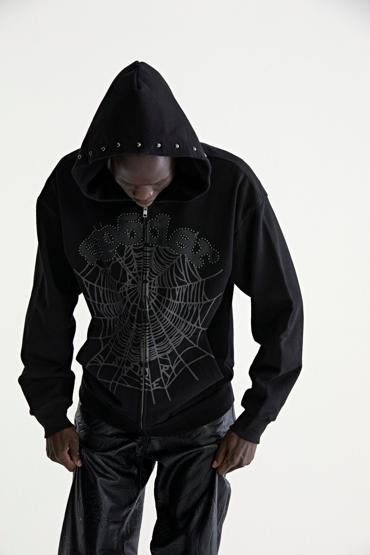 OG WEB STUDDED ZIP HOODIE